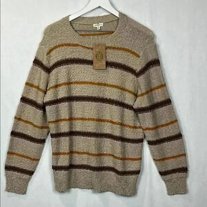 Mason & Belle Womens Sweater Sand L Beige Gold Brown Pullover Marled Side Slit